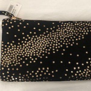 Clare V Fold-over Suede Clutch with gold stars